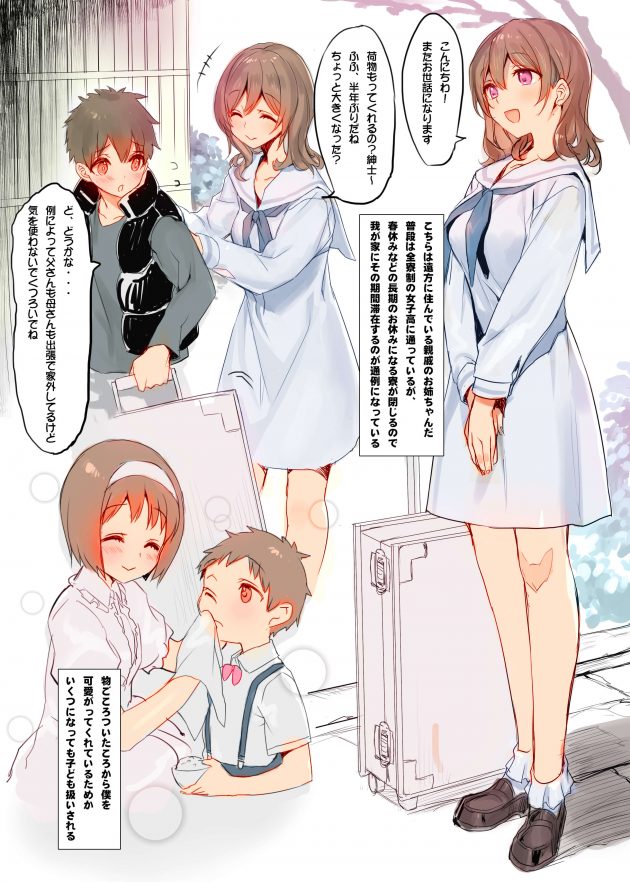 【エロ同人誌】親戚のお姉ちゃんと夏休みの間一緒に暮らすことになった男の子【無料 エロ漫画】(2)